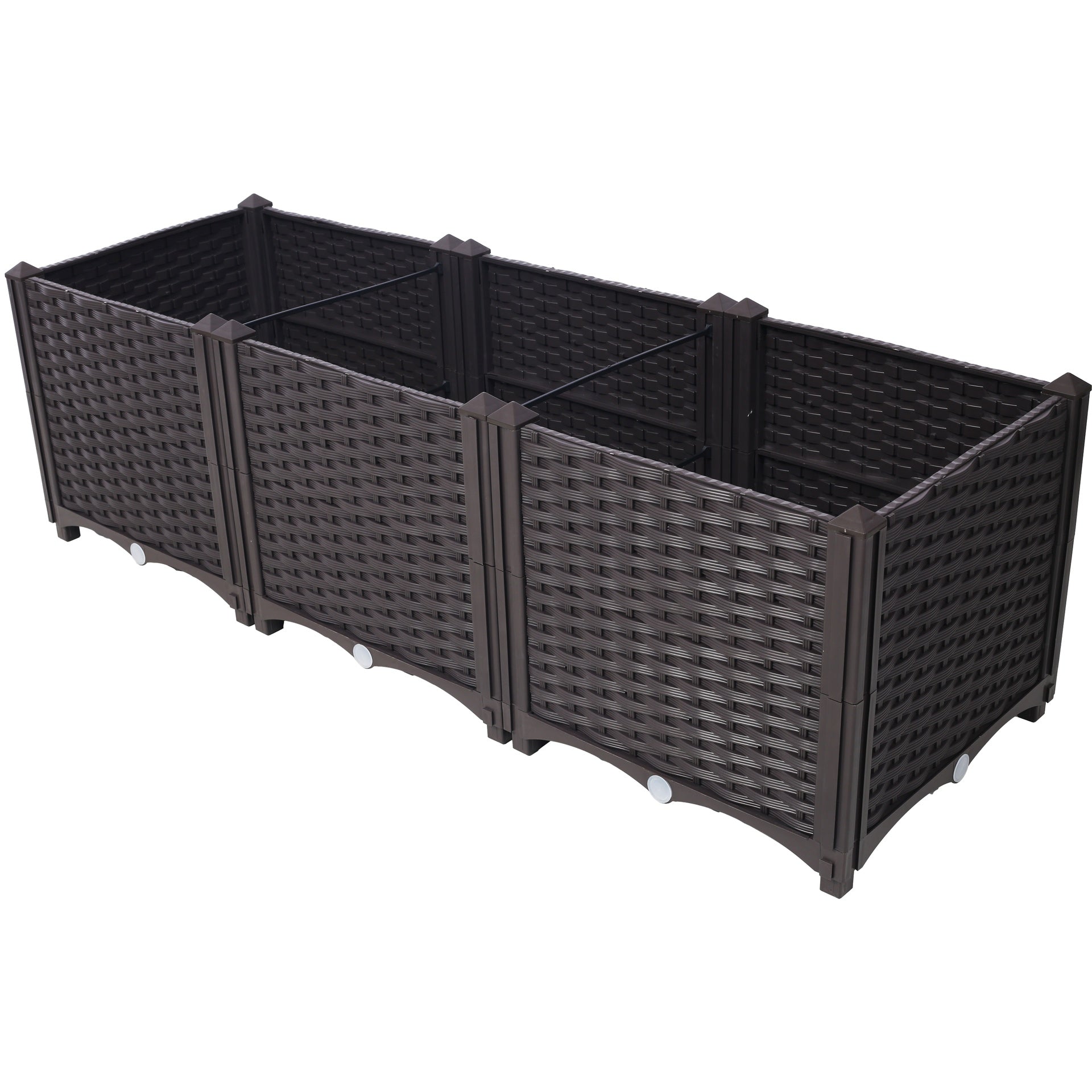 Deep Raised Garden Bed Plastic Planter Boxes for Vegetables Flowers Herbs and Succulents,Self-Watering Planter Box Raised Bed to Grow Flowers, Herbs & Vegetables, 47.2" L X 15.7" D X 14.7" H