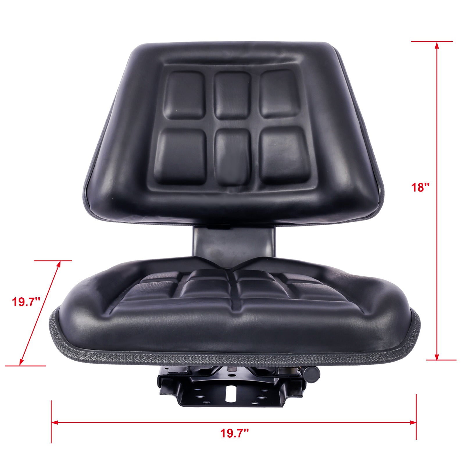 Tractor Seat w/ Backrest Black Slide Track Steel/PVC Compact Mower