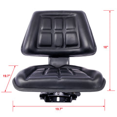 Tractor Seat w/ Backrest Black Slide Track Steel/PVC Compact Mower