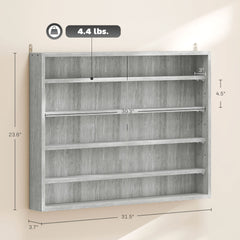 Gray Wall-Mounted Display Case Perfect for Model Cars, Clear Door for Stylish Collectible Showcase