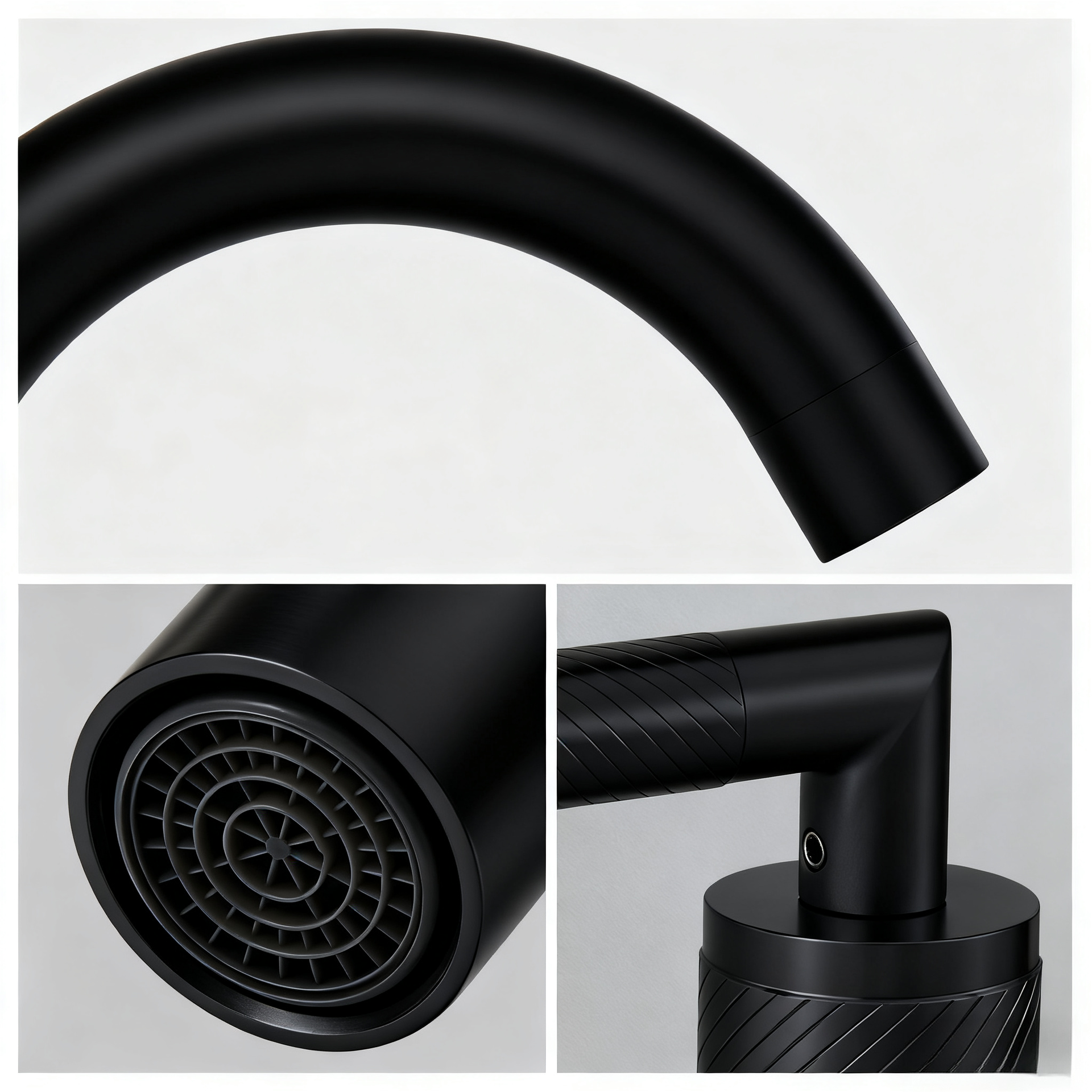 Bathroom Faucet 2 Handle Matte Black Bathroom Sink Faucet Widespread 3 Hole 360° Swivel Spout Modern Sink Basin Faucets 8 inch