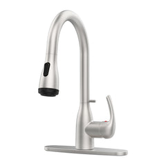 Kitchen Faucet with Pull Down Sprayer and 4 Spraying Modes Brushed Nickel Commercial 1 or 3 Hole Kitchen Faucets with Locking Buckle for Farmhouse Rv Bar Sinks