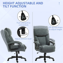 HOMCOM Big and Tall Office Chair, Up to 450 lbs. Heavy Duty High Back Desk Chair with Swivel Wheels, Executive Computer Chair for Heavy People, Gray