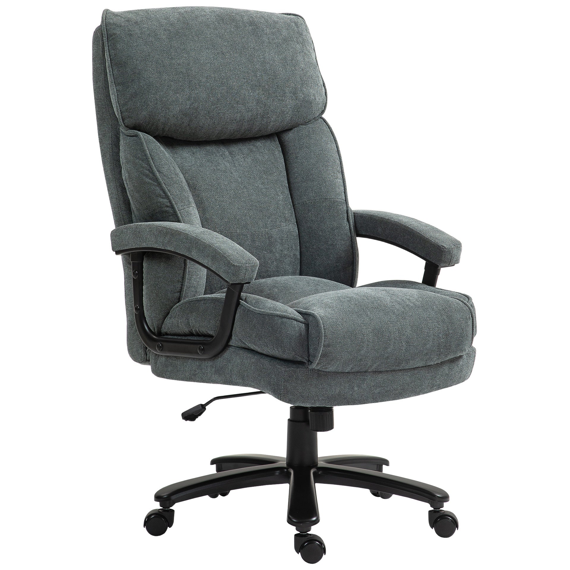 HOMCOM Big and Tall Office Chair, Up to 450 lbs. Heavy Duty High Back Desk Chair with Swivel Wheels, Executive Computer Chair for Heavy People, Gray