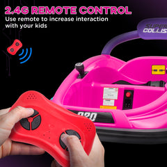 Aosom 12V Toddler Bumper Car with Remote Control, 360° Rotation Kids Electric Ride-On Toy, Twins Motor, Colorful LED Lights, 3 Songs, for Boys and Girls, Pink