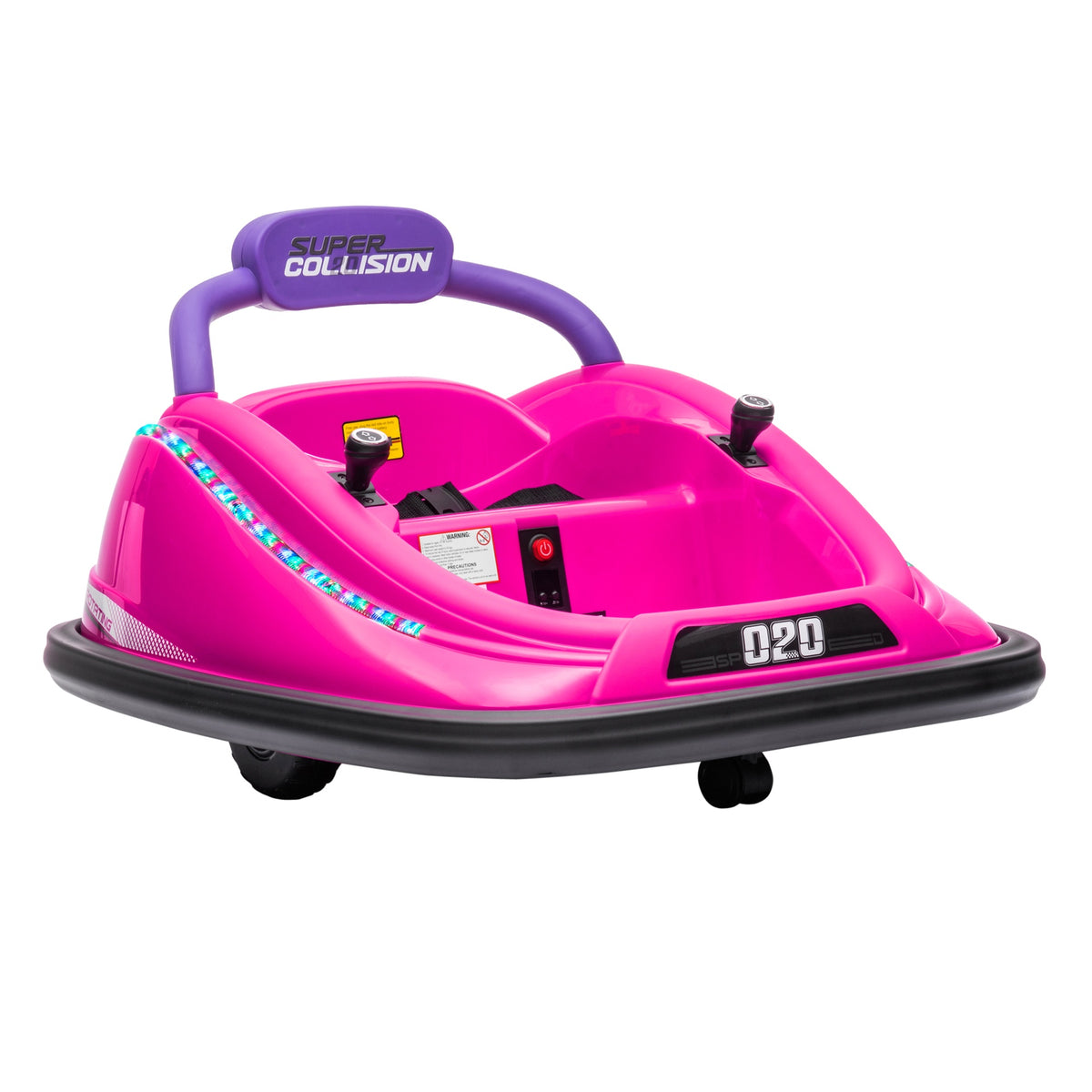 Aosom 12V Toddler Bumper Car with Remote Control, 360° Rotation Kids Electric Ride-On Toy, Twins Motor, Colorful LED Lights, 3 Songs, for Boys and Girls, Pink