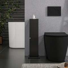 HOMCOM Toilet Paper Cabinet, Small Bathroom Corner Floor Cabinet with Doors and Shelves, Thin Storage Bathroom Organizer for Paper Shampoo, Black