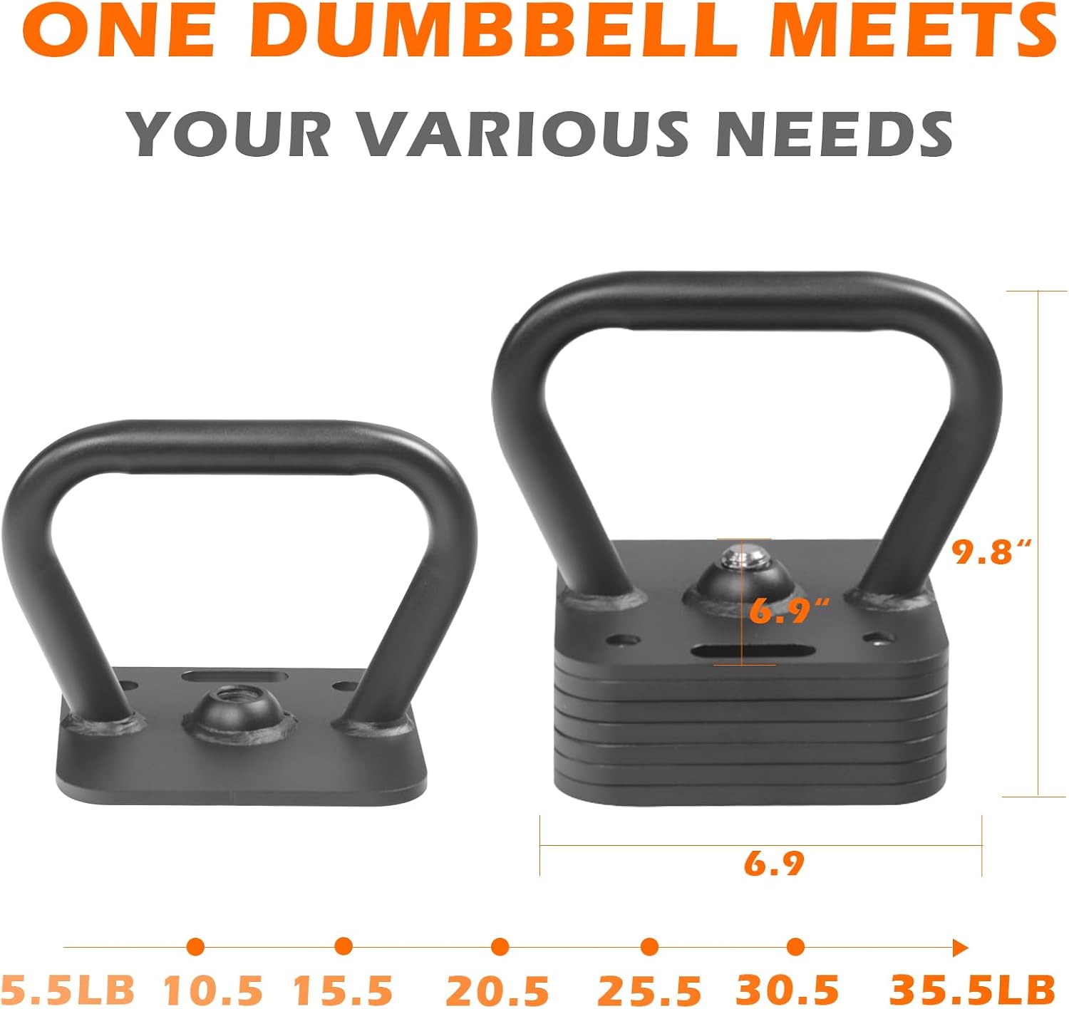 Adjustable Kettlebell Handle Square Exercise Fitness Kettlebell Grip Training & Weightlifting Equipment for Men Women Strength, Conditioning & Cross-Training