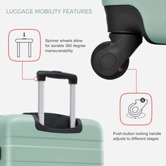 Luggage Sets New Model ABS Hardshell 3pcs Clearance Luggage Hardside Lightweight Durable Suitcase sets Spinner Wheels Suitcase with TSA Lock 20''24''28''( Green)