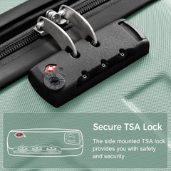 Luggage Sets New Model ABS Hardshell 3pcs Clearance Luggage Hardside Lightweight Durable Suitcase sets Spinner Wheels Suitcase with TSA Lock 20''24''28''( Green)