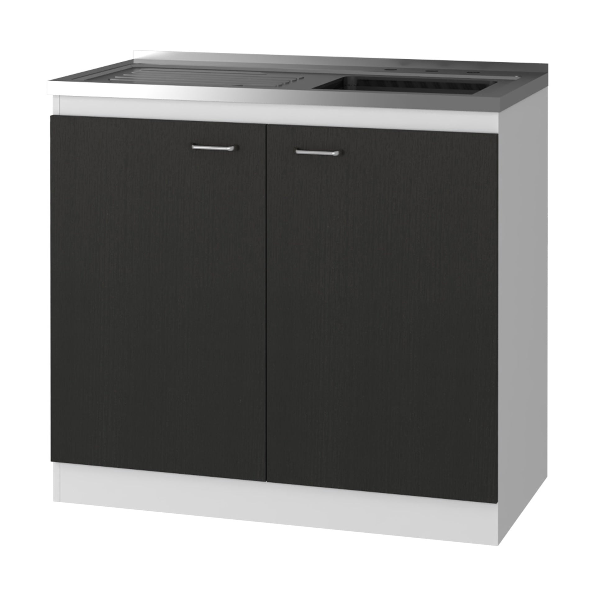 Dark Walnut Rectangle 2-Door Utility Sink and Cabinet