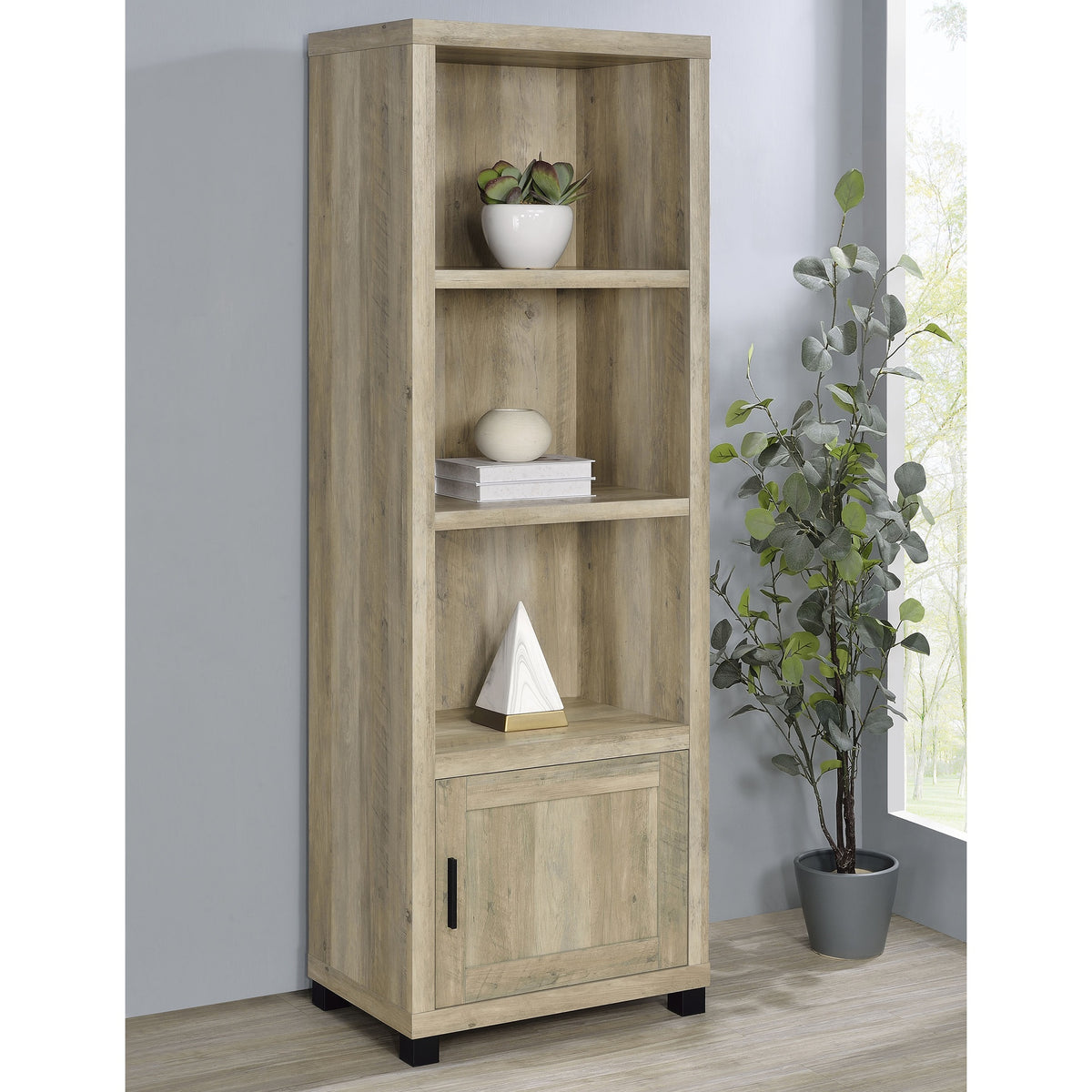 Vivek Distressed Pine 3-shelf Engineered Wood Media Tower