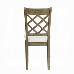 Beige and Rustic Oak Lattice Back Side Chairs (Set of 2)