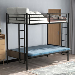 Twin over Full Metal Bunk Bed, Multi-Function,Black(OLD SKU:MF286650AAB)