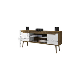 TV Stand in Rustic Brown and White