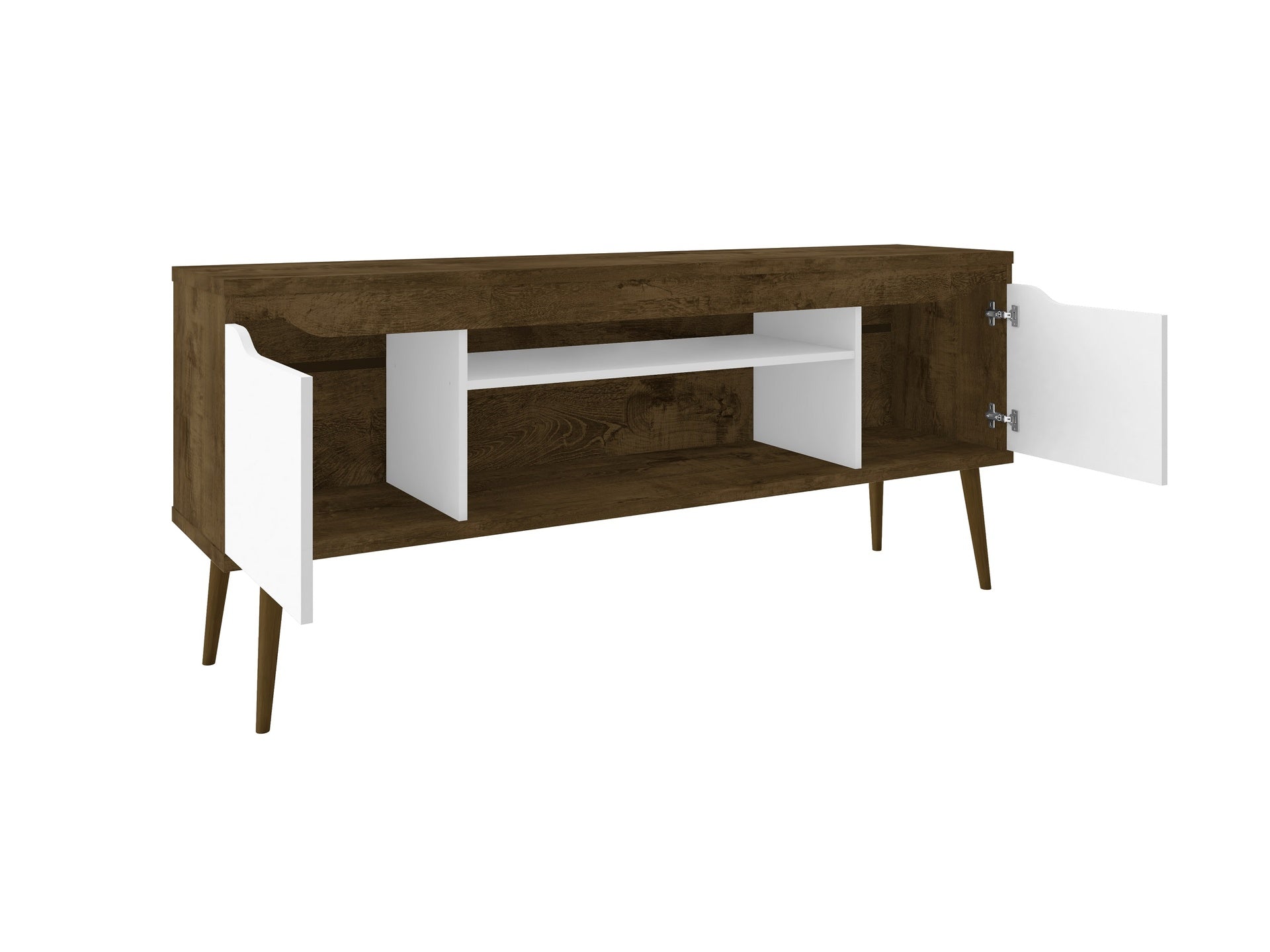 TV Stand in Rustic Brown and White