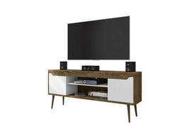 TV Stand in Rustic Brown and White
