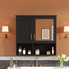 2-in-1 Bathroom Mirror Cabinet, 30 inch Wall Mounted Medicine Cabinet with Adjustable Shelves & Soft Close Doors, High-Define Mirror with Storage for Bathroom Vanity