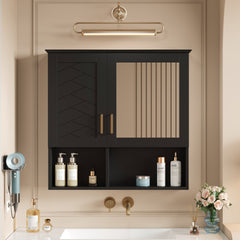 2-in-1 Bathroom Mirror Cabinet, 30 inch Wall Mounted Medicine Cabinet with Adjustable Shelves & Soft Close Doors, High-Define Mirror with Storage for Bathroom Vanity