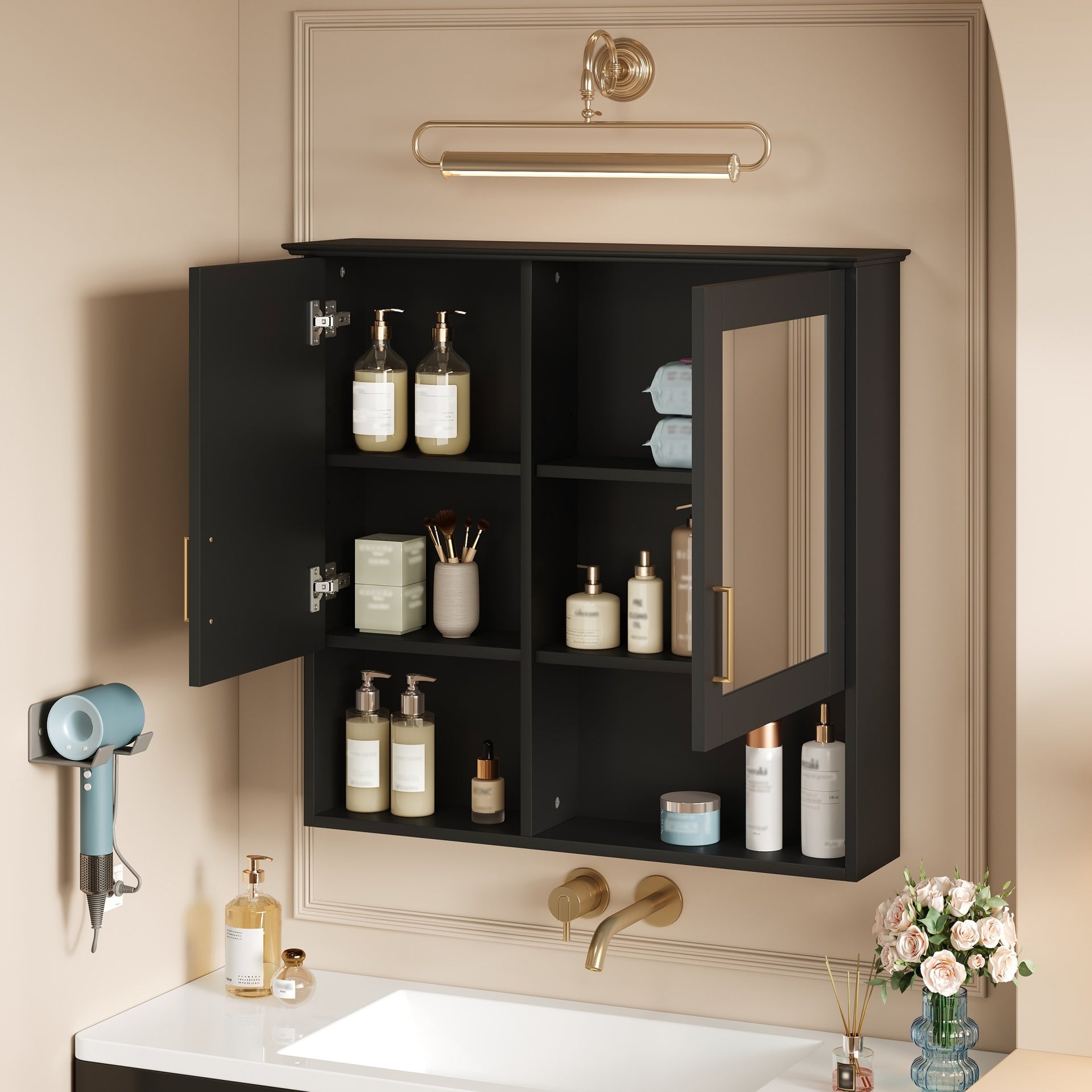 2-in-1 Bathroom Mirror Cabinet, 30 inch Wall Mounted Medicine Cabinet with Adjustable Shelves & Soft Close Doors, High-Define Mirror with Storage for Bathroom Vanity