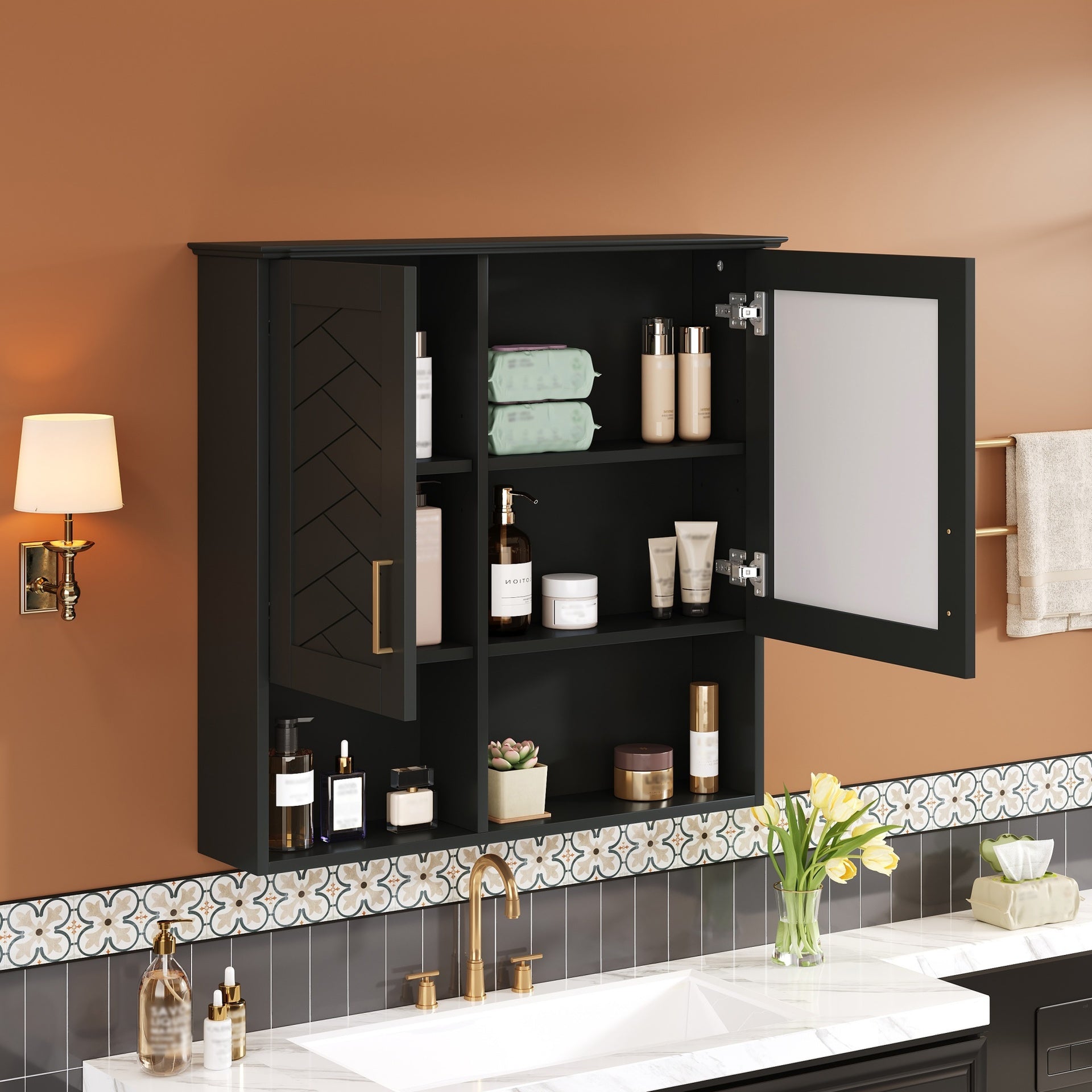 2-in-1 Bathroom Mirror Cabinet, 30 inch Wall Mounted Medicine Cabinet with Adjustable Shelves & Soft Close Doors, High-Define Mirror with Storage for Bathroom Vanity