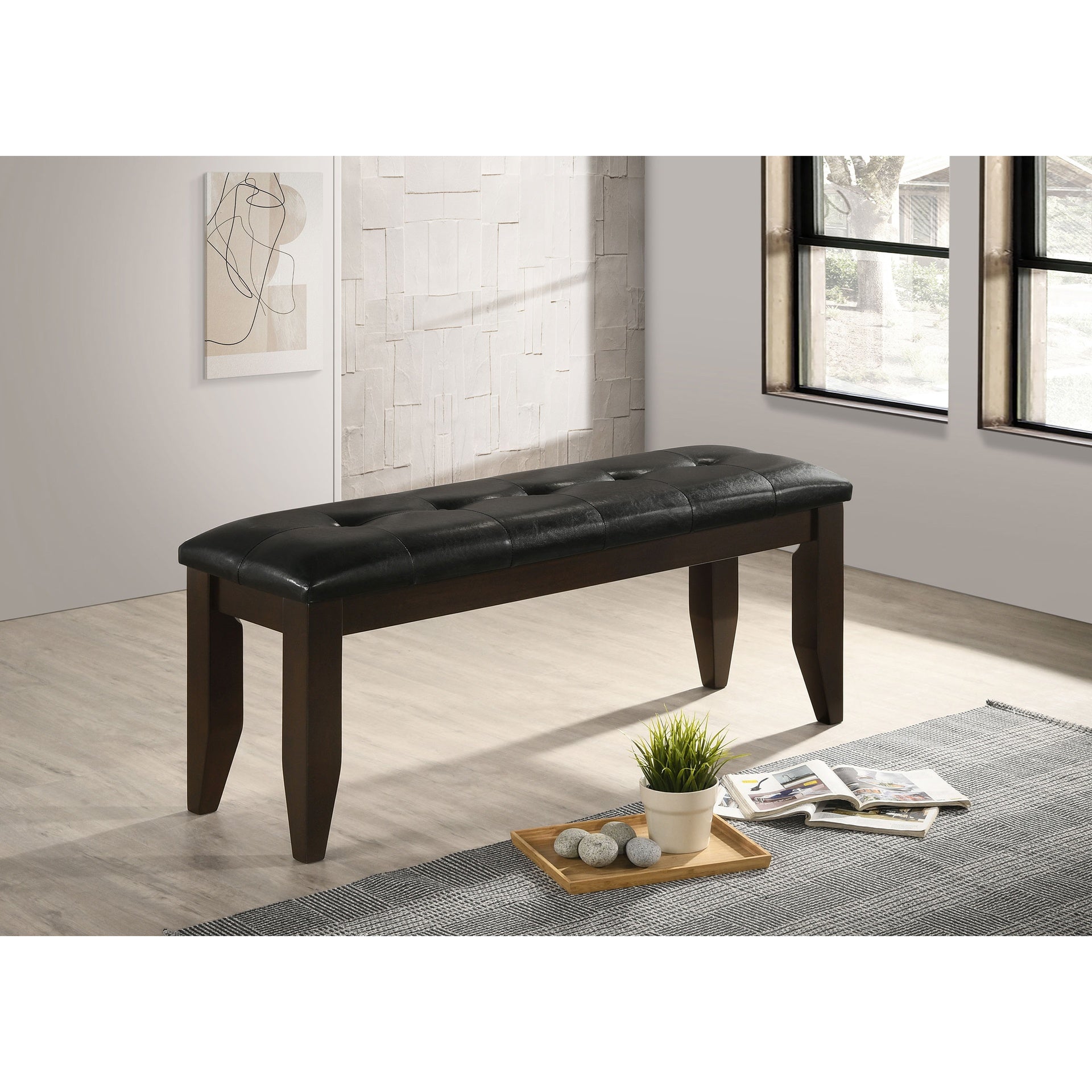 Cappuccino and Black Upholestered Dining Bench