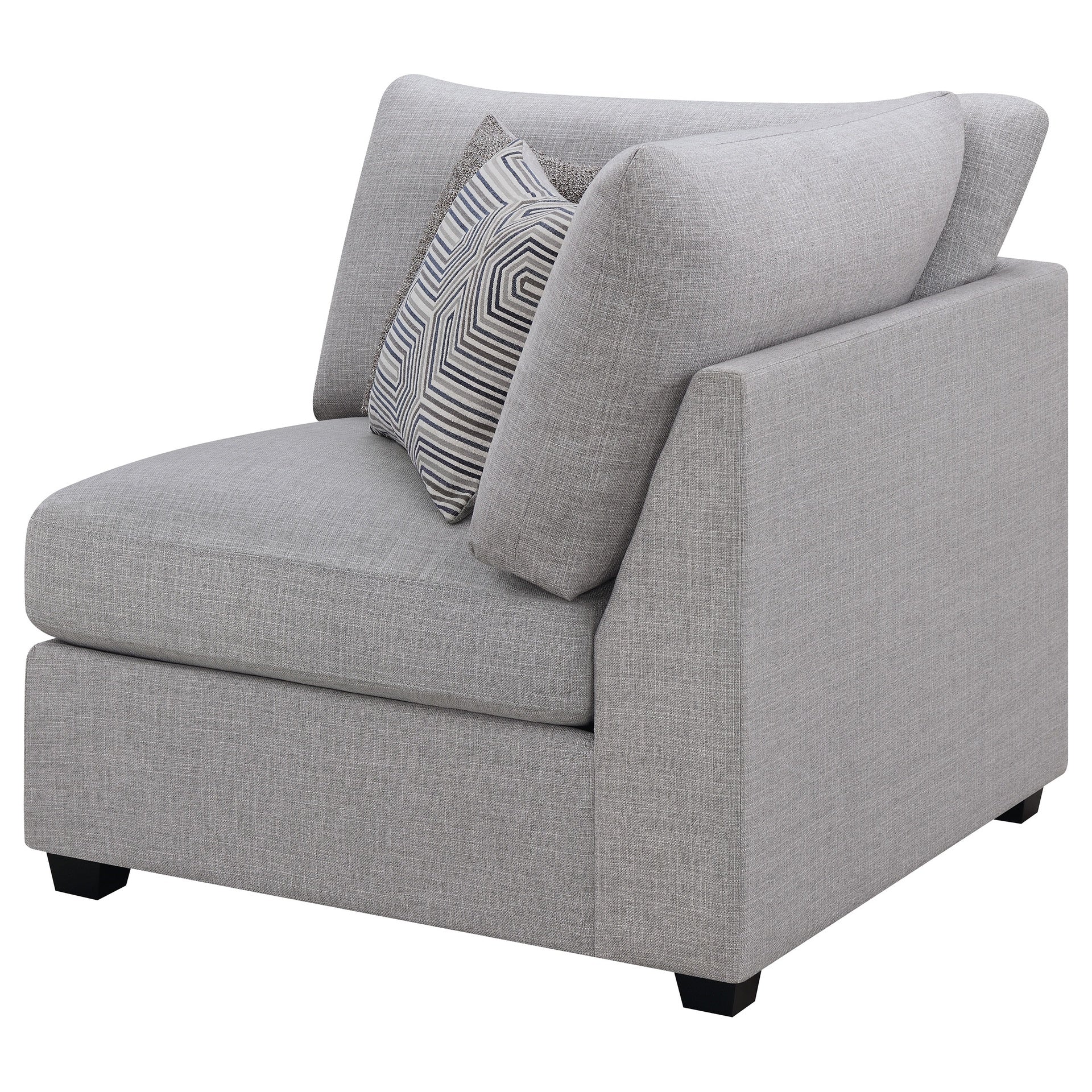 Austin Grey Cushion Back Upholstered Corner Chair with Pillows