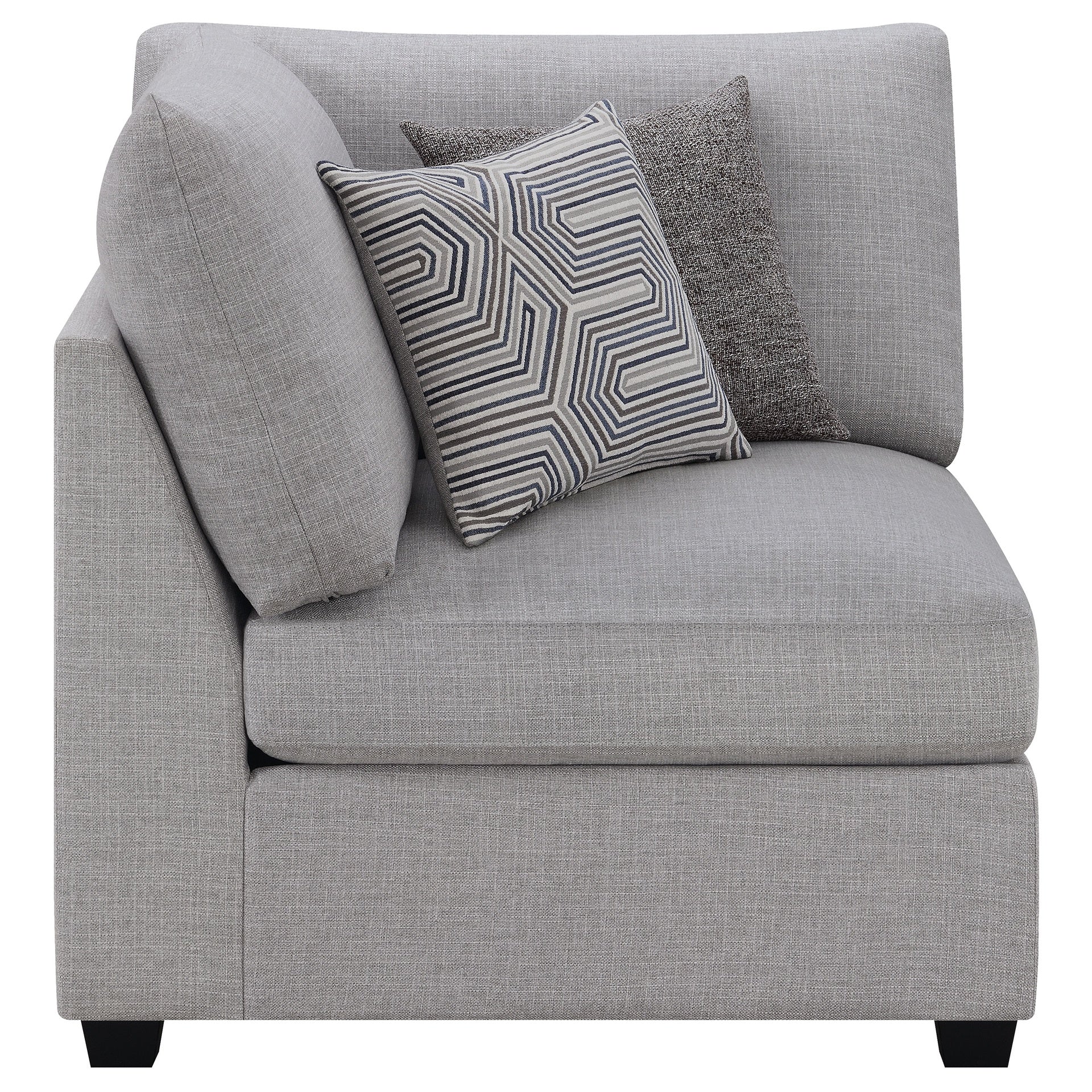Austin Grey Cushion Back Upholstered Corner Chair with Pillows