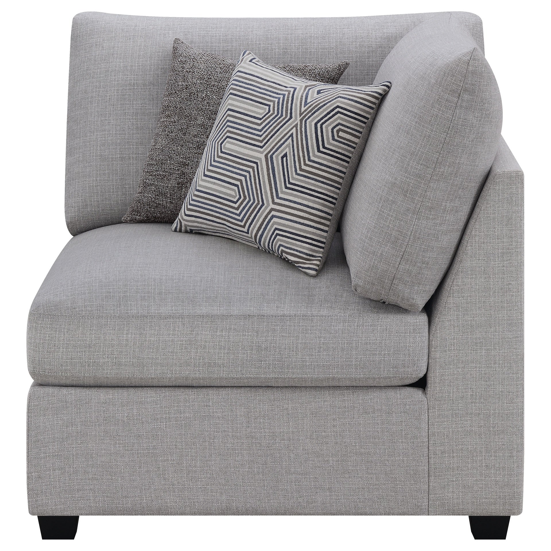 Austin Grey Cushion Back Upholstered Corner Chair with Pillows