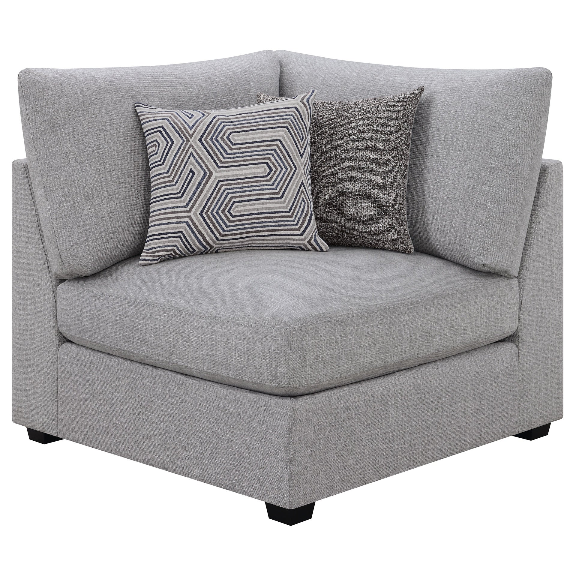 Austin Grey Cushion Back Upholstered Corner Chair with Pillows