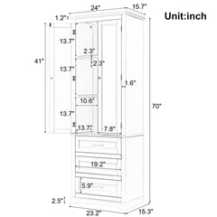 Tall Storage Cabinet with Three Drawers for Bathroom/Office, Grey