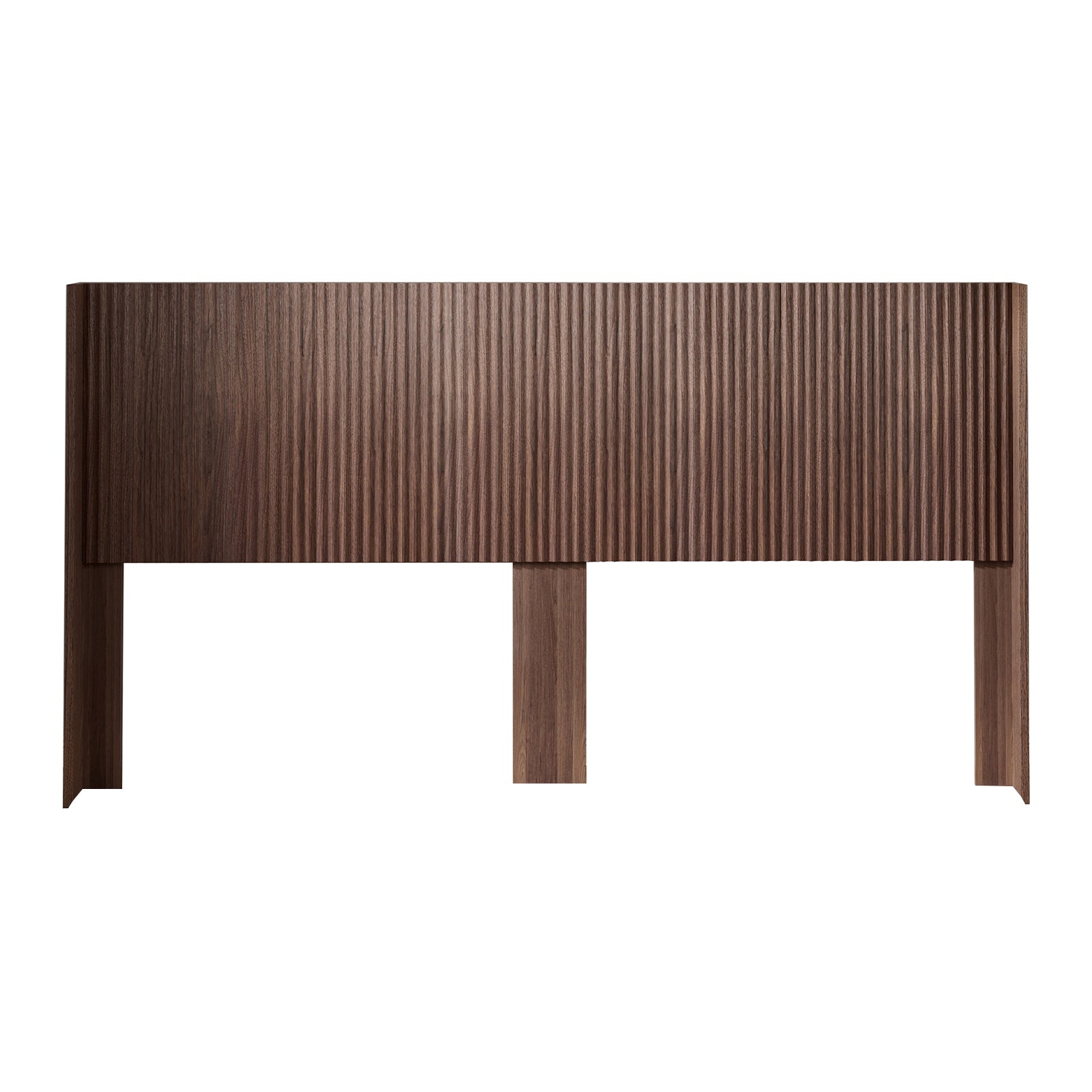 Modern Farmhouse Wood Headboard King Size 80.2 in Wide Wall Mounted Fluted Panel Wingback - Walnut