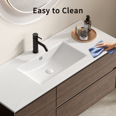 Ceramic Bathroom Sink – 121 x 46 x 17cm Thin Edge Vanity Basin, Single Bowl  Countertop Porcelain Wash Basin for Bathroom, Toilet, Powder Room (No Faucet, No Drain )