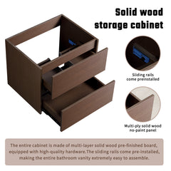 Wall-Mounted Bathroom Vanity  Dark Brown, Easy Assembly, Soft-Close Drawer with Premium Slides, Sturdy Wood Construction, Secure Packaging without sink