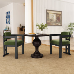 Indoor Upholstered Wood Dining Chair(Set of 2),Green+Black