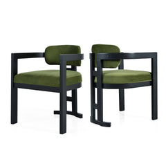 Indoor Upholstered Wood Dining Chair(Set of 2),Green+Black