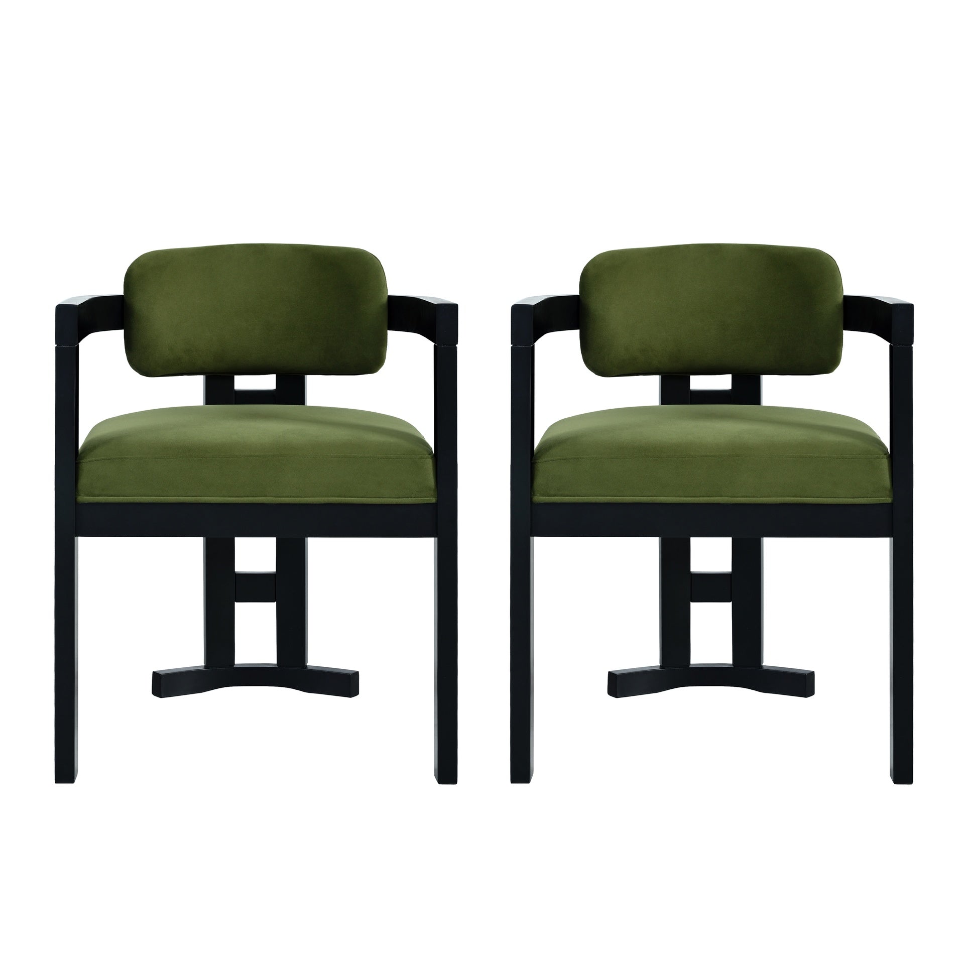 Indoor Upholstered Wood Dining Chair(Set of 2),Green+Black