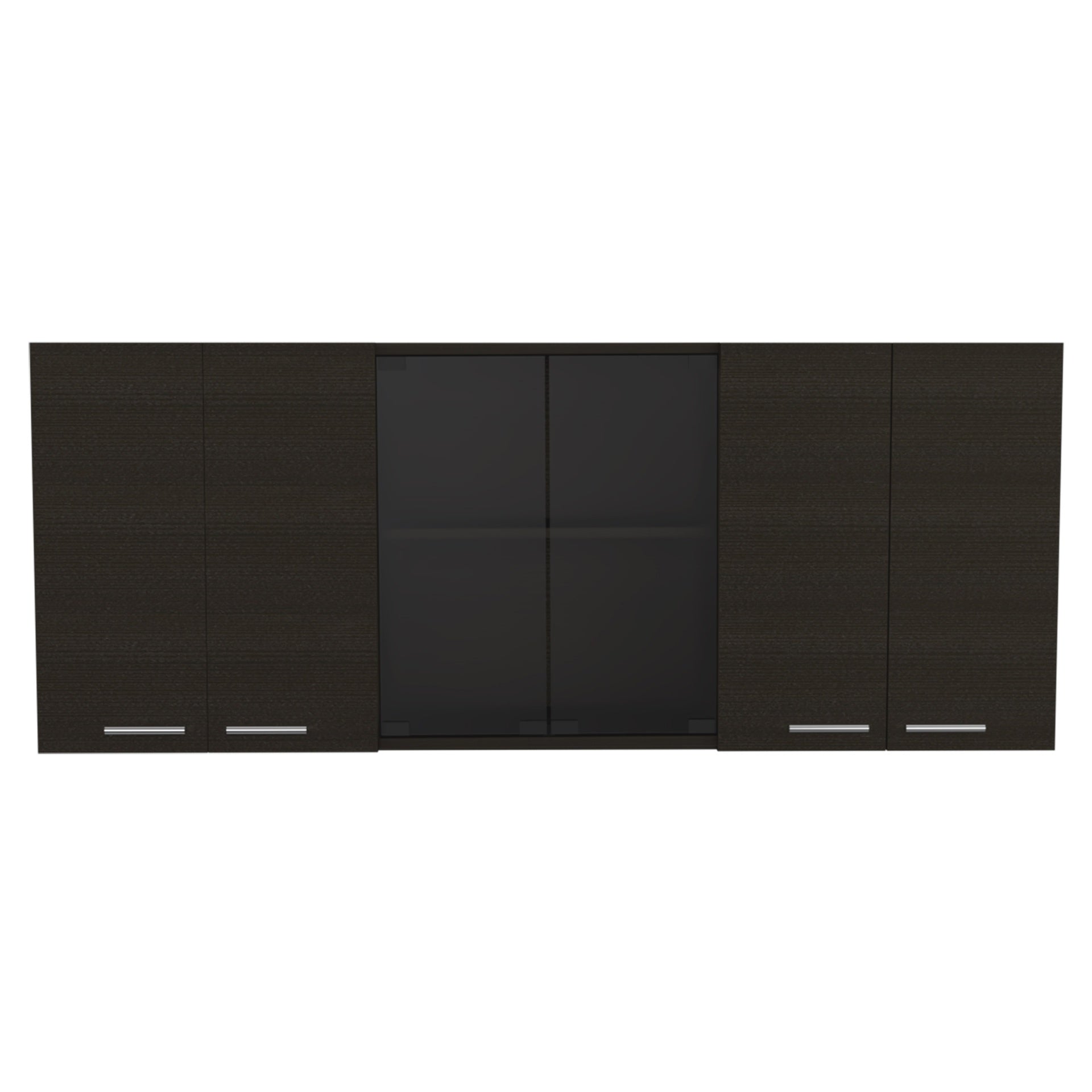 Superior 150 Wall Cabinet With Glass, Four Interior Shelves, Two Double Door -Black