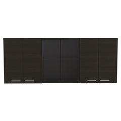 Superior 150 Wall Cabinet With Glass, Four Interior Shelves, Two Double Door -Black