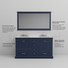 Navy Blue Double Bath Vanity 60 in. W x 22 in. D