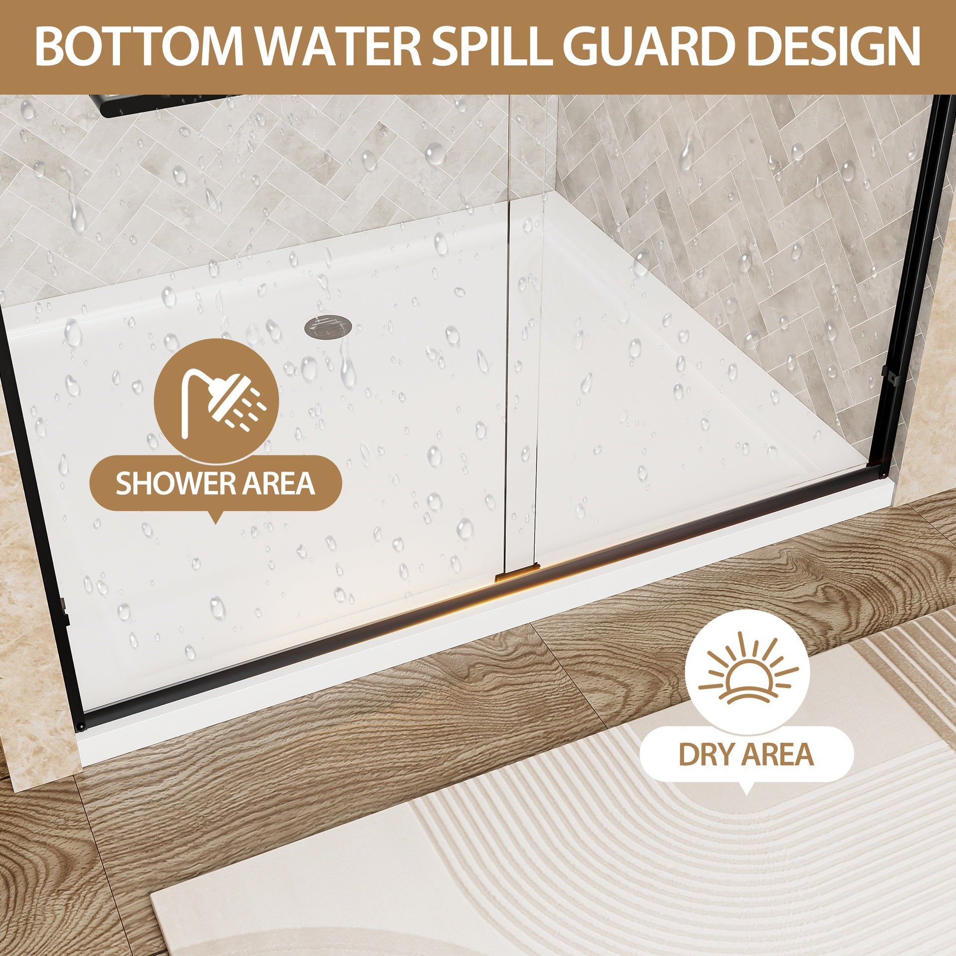 50"-54" W x 72" H Matte Black Aluminum Frame Double Sliding Shower Door, 1/4" (6mm) Clear Tempered Glass With Explosion-proof Film, Dual Stainless Steel Handles