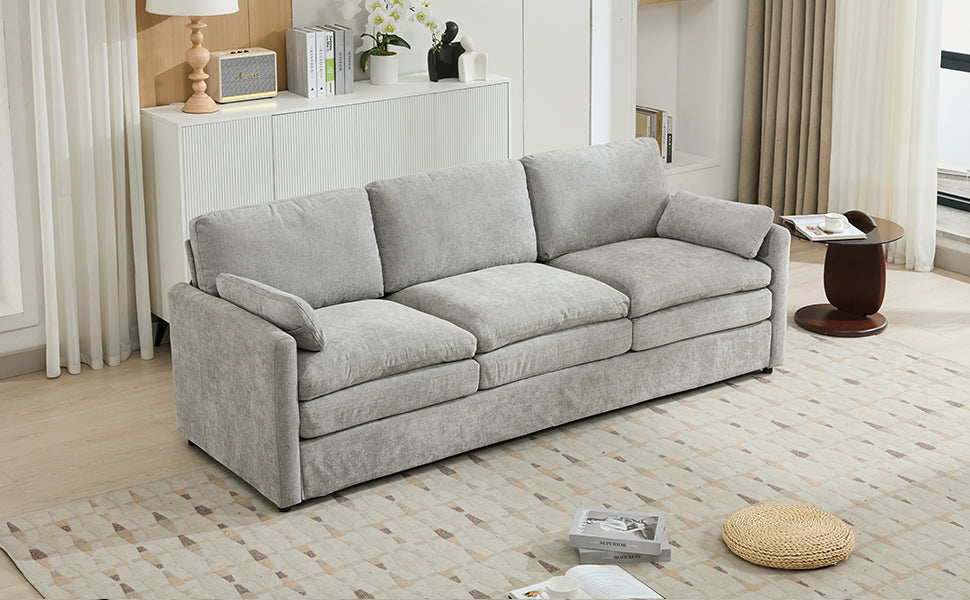 89"  Cozy Upholstered 3-seater Sofa Oversized Comfy Cloud Sofa Double Cushion 3-seater Sofa Plush Cushion Sofa Couch for Living Room , Light Grey