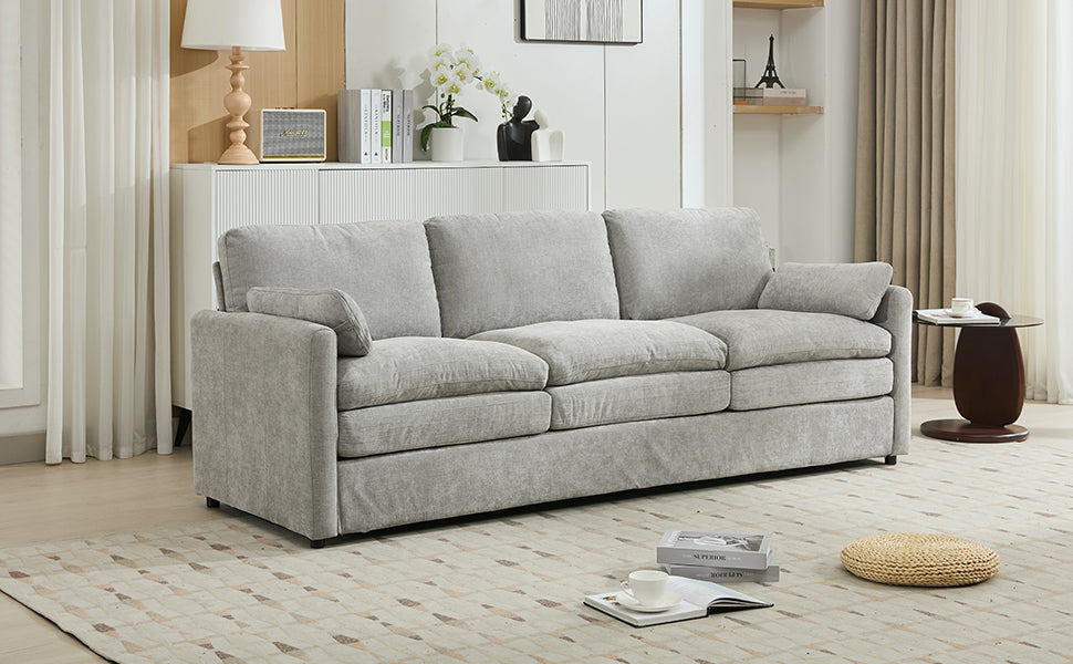 89"  Cozy Upholstered 3-seater Sofa Oversized Comfy Cloud Sofa Double Cushion 3-seater Sofa Plush Cushion Sofa Couch for Living Room , Light Grey