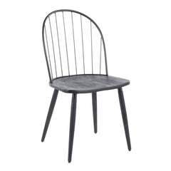 Riley Industrial High Back Armless Chair in Black Metal and Black Wood by LumiSource - Set of 2