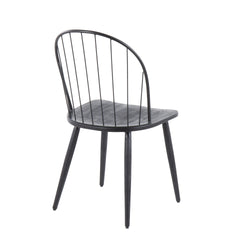 Riley Industrial High Back Armless Chair in Black Metal and Black Wood by LumiSource - Set of 2