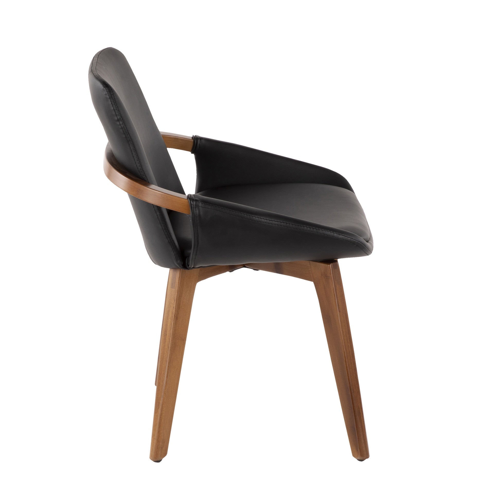 Cosmo Mid-Century Chair in Walnut and Black Faux Leather by LumiSource