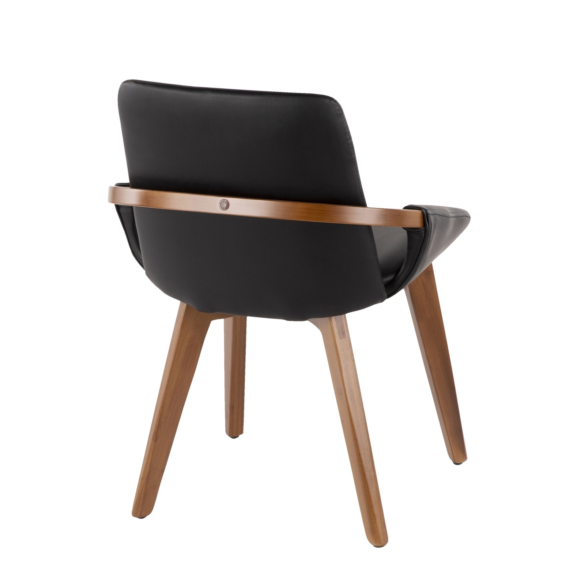 Cosmo Mid-Century Chair in Walnut and Black Faux Leather by LumiSource