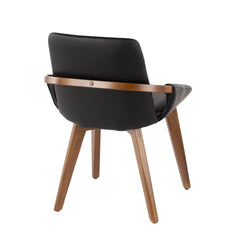 Cosmo Mid-Century Chair in Walnut and Black Faux Leather by LumiSource