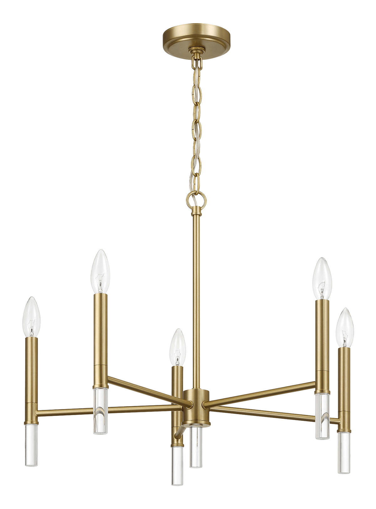Courtyard Five Light Golden Brass Candle Light Chandelier 24"W × 17.75"H