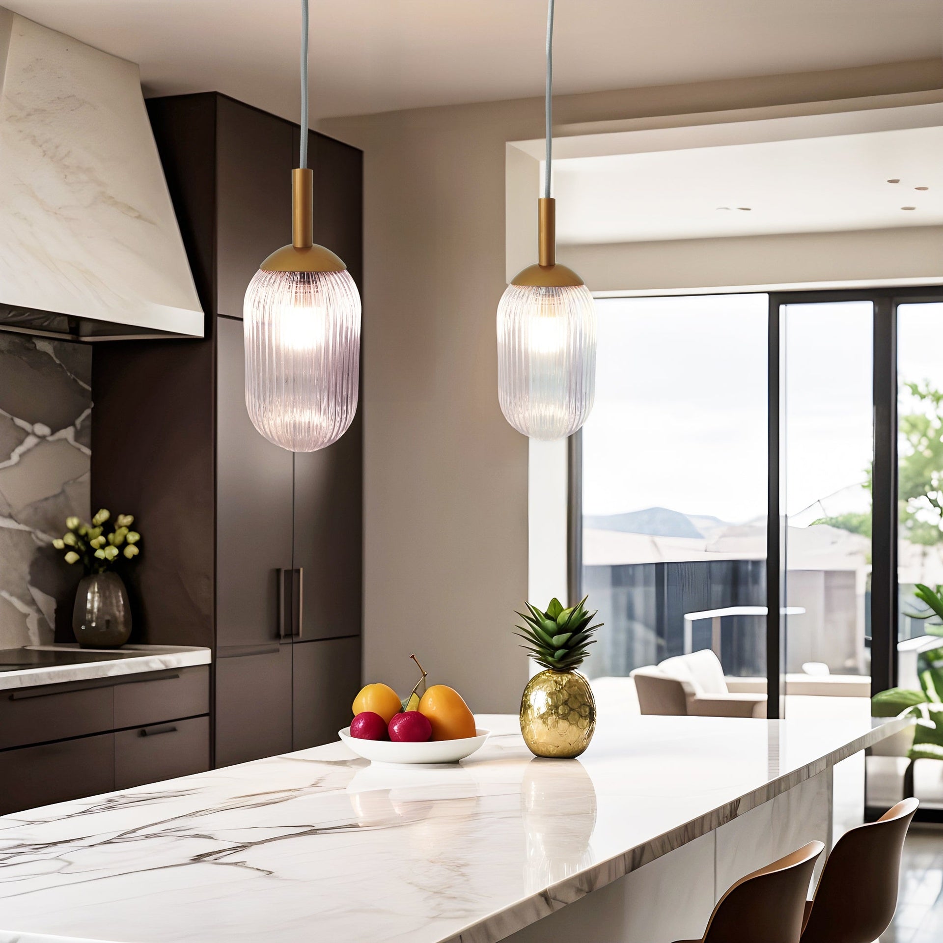 Modern Style Pendant Lamp - Bronze and Clear 110-120V Bedside Lamp Bedroom/Living Room Ceiling Light